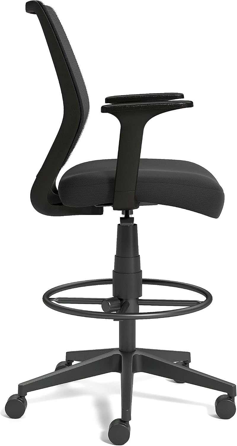 Staples Drafting Stool, Mesh, Ergonomic, Adjustable Height, Swivel, Black