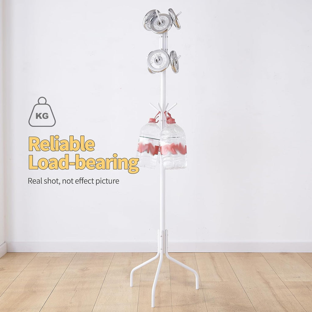 Coat Rack Freestanding for entryway,Living Room,Bedroom,Metal coat tree with12 Hooks and 3 Legs,hat stand (White)