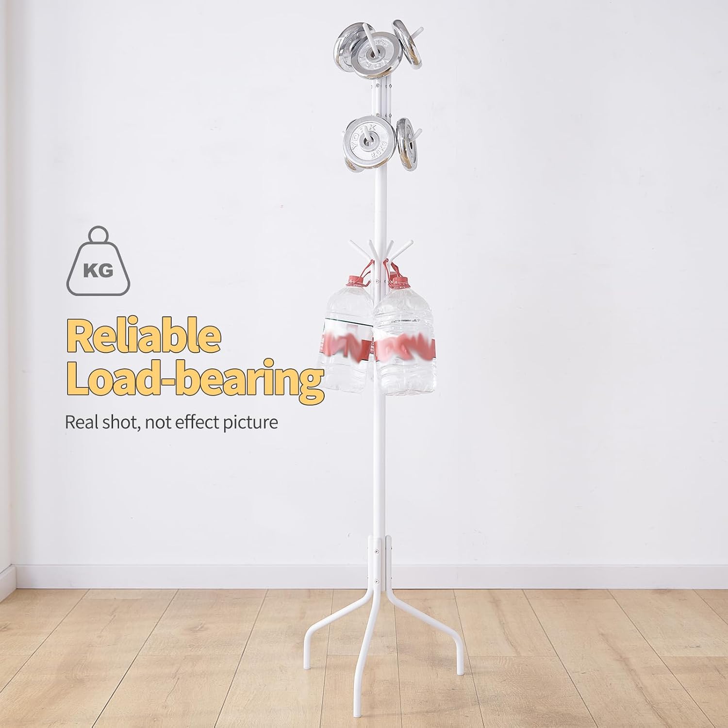 Coat Rack Freestanding for entryway,Living Room,Bedroom,Metal coat tree with12 Hooks and 3 Legs,hat stand (White)
