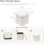 B FSOBEIIALEO Storage Ottoman Cube, Flowers Shaped Ottomans with Storage Foot Stool Footrest for Lving Room, Boucle Ottoman Seat for Dorm Room,Faux Teddy Fur,White 12.6"x12.6"x12.6"
