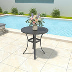 Anmutig 27.5 Inch Round Outdoor Metal Table for 2, Patio Bistro Table with Curved Legs, All Weather Slatted Table for Lawn, Garden, Balcony, Deck, Black