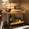 Double-Layer Bar Cart, Modern Bedside Cart with Handle, Side Table with Wheels, Small Tea Cart Suitable for Home, Coffee Shop, Hotel(Natural)