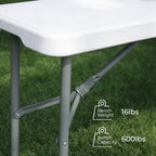 EconoHome Portable White Folding Bench – Heavy-Duty, Lightweight, and Easy to Carry – Perfect for Indoor & Outdoor Events, Camping, Picnics, and Parties