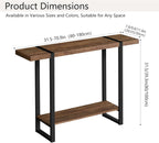 Narrow Console Table, 1.8" Thick Solid Wood Entryway Table for Small Spaces, Heavy Duty 2-Tier Sofa Table, Industrial Metal Frame Hallway, Accent Table for Entrance, Living Room