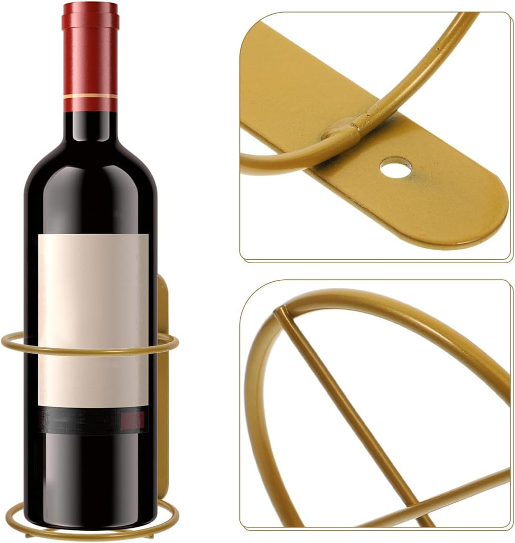 Cabilock 2 Pack Wall-Mounted Wine Rack Single Bottle Holder Metal Wine Bottle Display Organizer for Kitchen Bar Dining Room Space Saving