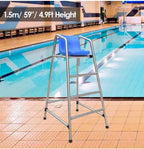 Outdoor Life Guard Chair for Patio Beach Water Park, Tall Pool Deck Lifeguard Chairs for Kids/Adults, Heavy Duty Stainless Steel Elevated Lifeguard Chair, Loads 660lbs(3 Steps - H 150cm/59inch)