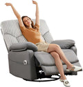 GRAINELL Power Recliner Chair with Massage and Heat, Electric Recliner Nursery Rocking Chairs, USB, Gliding & 270° Swivel Recliner, for Living Room Nursery Chair, Grey