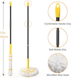 KeFanta Self-Wringing Twist Mop for Floor Cleaning, Long Handled Microfiber Floor Mop with Top Scouring Pad for Kitchen, Hardwood, Restaurant, Bathroom, Garages, Warehouses, Office,57-inch