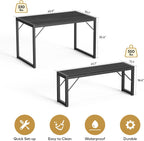 Gizoon 45.5" Dining Table Set for 4 with 2 Benches, Kitchen Table Set with Metal Frame & MDF Board, Space-Saving Dinette for Kitchen, Dining Room -Black