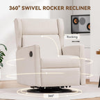 COMHOMA Rocking Recliner Chair Swivel Glider Beige | Manual Rocker, Upholstered Seating, For Living Room Office Nursery