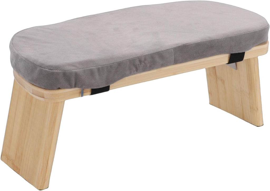 Wooden Folding Meditation Bench with Cushion – 5° Ergonomic Tilt, Beechwood Kneeling Stool for Zen Practice