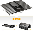 Bestjing Bamboo Couch Armrest Table, Sofa Arm Tray with Detachable Couch Cup Holder- 2 in 1 Anti-Slip Foldable Sofa Armchair Caddy Table for Drinks Cellphone TV Remote Snacks (Black)
