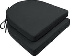 Chair Cushions for Dining Chairs 2 Pack 35D High-Density Foam Seat Cushions for Kitchen Chairs with Ties Non Slip and Removable Cover Chair Pads 16.5" x 16.5" x 2" (Black)