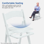 White Resin Folding Chairs - Stackable Chairs with Padded Seats, 800LB Weight Capacity Comfortable Chair - Indoor/Outdoor Folding Chairs for Events - Lightweight Foldable Chairs (10 Pack)