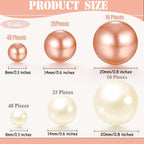 150 Pcs Vase Filler Pearls White and Rosegold Pearl Beads for Vase No Hole Pearls for Centerpieces Vases Home Table Party Decor Wedding DIY 8/14/20mm