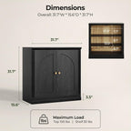 CHIC HOUSE Monos Storage Cabinet with Doors & Shelves, Modular Fluted Accent Arched Cabinet, Sideboard Buffet Coffee Bar Kitchen Pantry Cabinet, Media Console Credenza for Living Room, Black