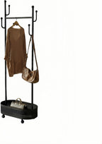 Cactus Coat Rack, Metal Garment Rack with Wheels, Double Sided, Modern Style, Powder Coated, for Entryway and Bedroom, 24x14x66.93 Inches (Black)