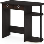Furinno Go Green 32-Inch Black Computer Desk, Office Desk with 2 Side Shelves and Storage Bins, Rectangular Home Office Desk, Gaming Desk for Home Office, Bedroom, Study Room, Black Espresso