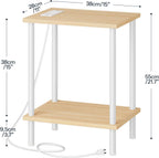 HOOBRO Side Table with Charging Station, End Table with USB Port and Outlet, Nightstand with 2-Layer Storage Shelves for Small Spaces, Living Room, Bedroom, Stable Frame, Natural and White WN09UBZ01