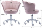CIMOTA Cute Kids Desk Chair,Velvet Bedroom Chair Adjustable Child Computer Chair Swivel Shell Vanity Chairs for Girls Bedroom/Study Room, Light Pink