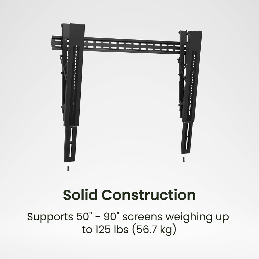 Kanto PT405 Pro Series Ultra Low-Profile Tilting TV Mount for 50” - 90” TVs | Razor-Thin 0.7” Profile | 125 lbs Capacity | Kickstand for Cable Access | Black