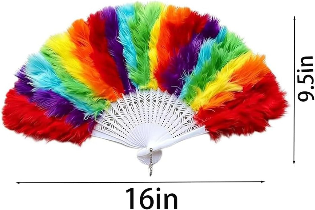 Rainbow Fan Folding Hand Feather Fans Handheld for Pride Day Parade Rainbow Party Decoration Music Festival Party Festival Decor