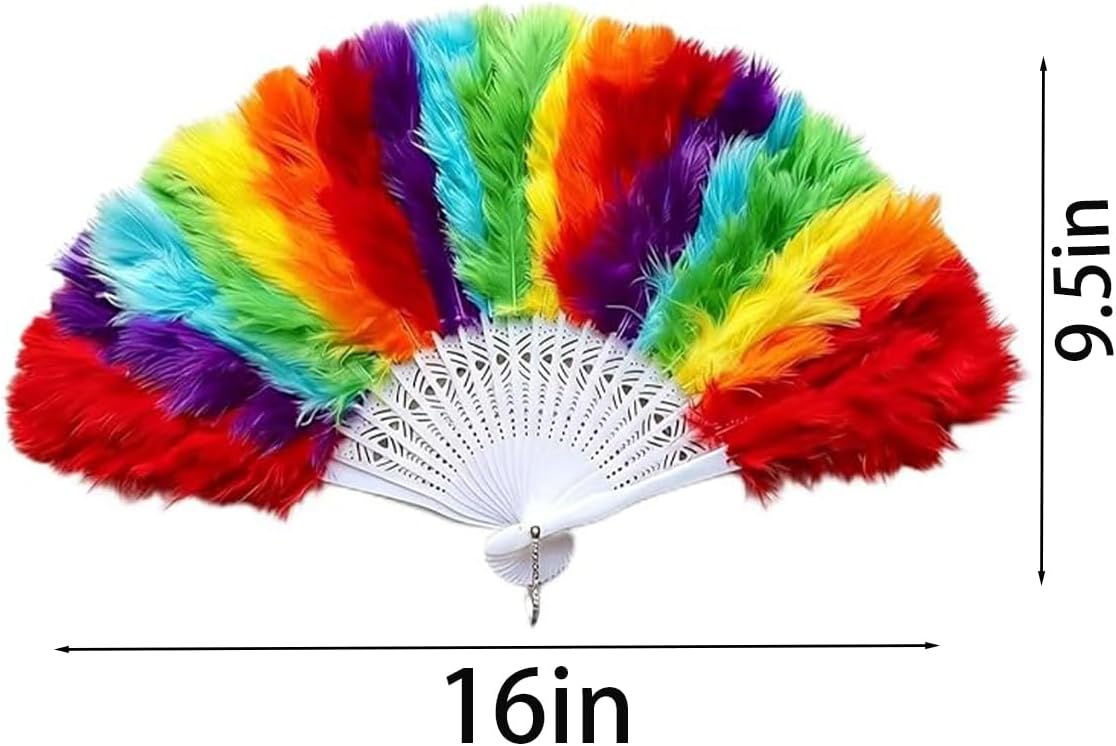 Rainbow Fan Folding Hand Feather Fans Handheld for Pride Day Parade Rainbow Party Decoration Music Festival Party Festival Decor