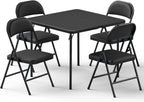 Folding Table and Chairs Set for 4, 36 Inch Foldable Card Table with Carrying Handle & 4 PU Leather Padded Folding Chairs, Portable Indoor Outdoor Dining Table Set for Picnic, Camping, RV, Game Night