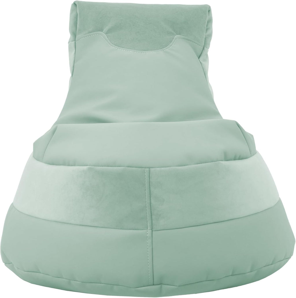 FDP Velvet and Vinyl Trendy Bean Bag, Children's Furniture for Bedroom, Playroom, Daycare, Preschool or Classroom, 2-Pack - Aloe
