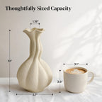DOWAN Ceramic Flower Vase, 10" Decorative Pampas Vase for Home Decor, Modern Farmhouse Pottery Vase for Living Room Table Kitchen Bedroom Coffee Desk Entryway Mantel Book Shelf, Soft White