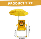 Kids Beach Chair with Umbrella, Foldable & Detachable Portable Oxford Cloth Cute Kids Beach Chair with Canopy for Outdoor Summer, YellowBeach with Canopy Shade