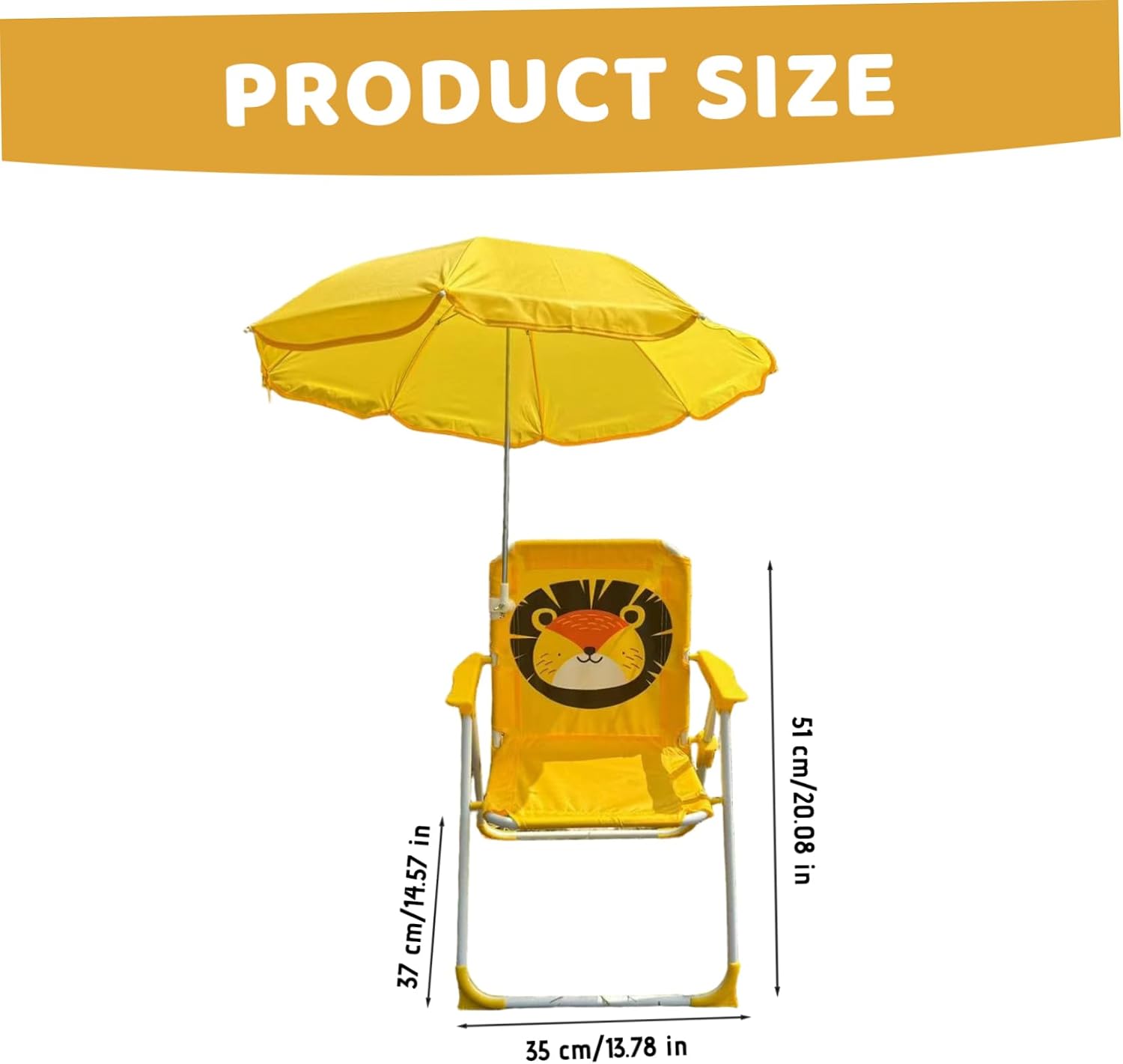 Kids Beach Chair with Umbrella, Foldable & Detachable Portable Oxford Cloth Cute Kids Beach Chair with Canopy for Outdoor Summer, YellowBeach with Canopy Shade