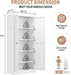 White Kitchen Pantry Cabinet, Freestanding Storage Cabinet with 5 Adjustable Shelves & Glass Doors, Magnetic Closure, for Small Kitchen Pantry Living Room Bathroom, 27.6x13.8x72 Inches
