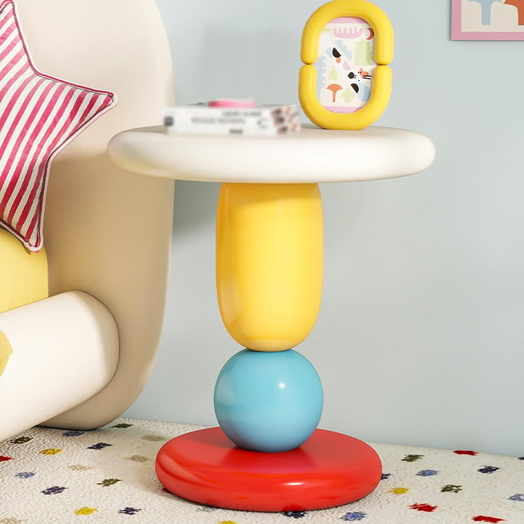 Creative Decorative Resin Side Table Stone Shape, Multifunctional Sofa End Table with Round Spacious Tabletop, Nightstand, Suitable for Living Room, Bedroom, Hotel(Multicolor)