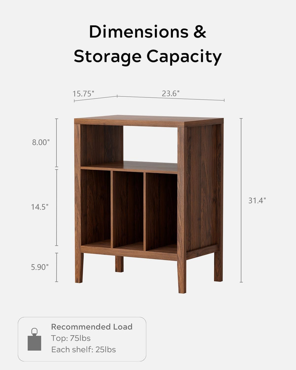 EYYTHUNG Record Player Stand with Vinyl Record Storage Holds up to 180 Albums, Large Turntable Stand Dispaly Shelf, Farmhouse Wood End Table for Bedroom, Living Room, Brown