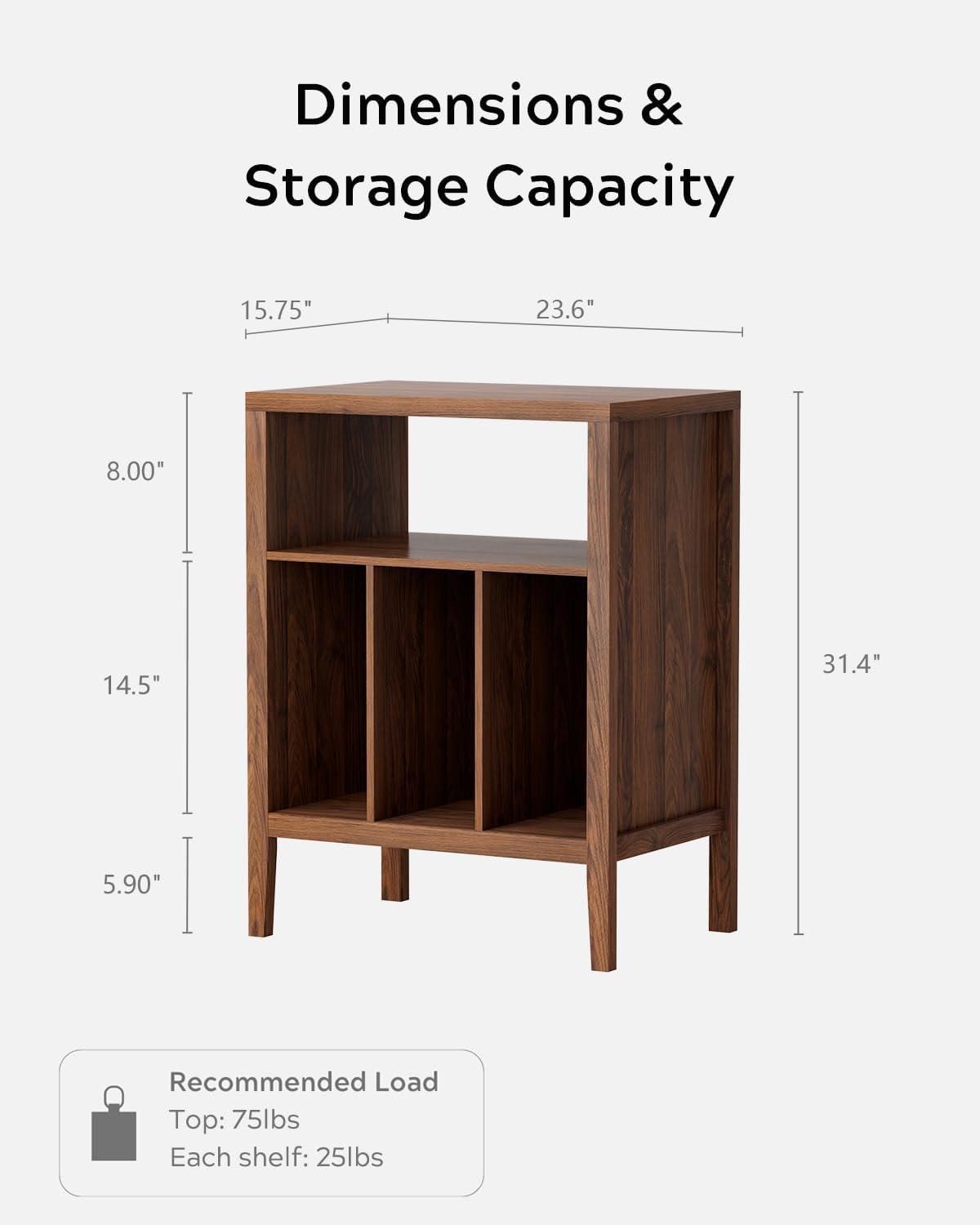 EYYTHUNG Record Player Stand with Vinyl Record Storage Holds up to 180 Albums, Large Turntable Stand Dispaly Shelf, Farmhouse Wood End Table for Bedroom, Living Room, Brown