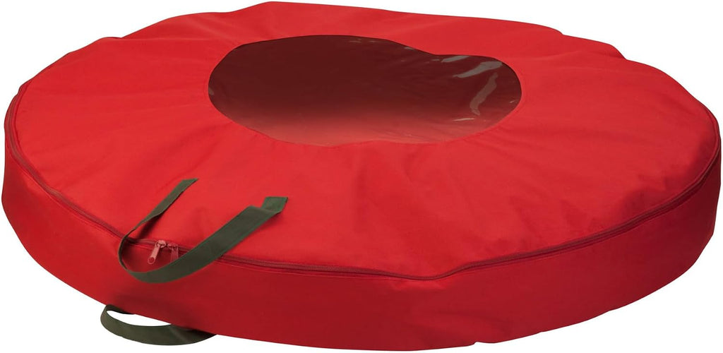 Honey-Can-Do 36-Inch Holiday Wreath Storage with Handles, Red SFT-02927 Red