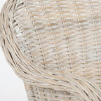 White Wicker Club Chair with Rattan Frame, Cotton Fabric, Comfortable Armrest, Stylish Design for Outdoor Lounge, Deck Or Patio