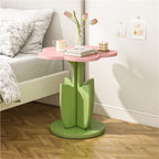 Flower Shape Side Table, Modern Creative Bedside Table, Multifunctional Coffee Table, Cute Storage Table Suitable for Small Indoor Space(Pink)