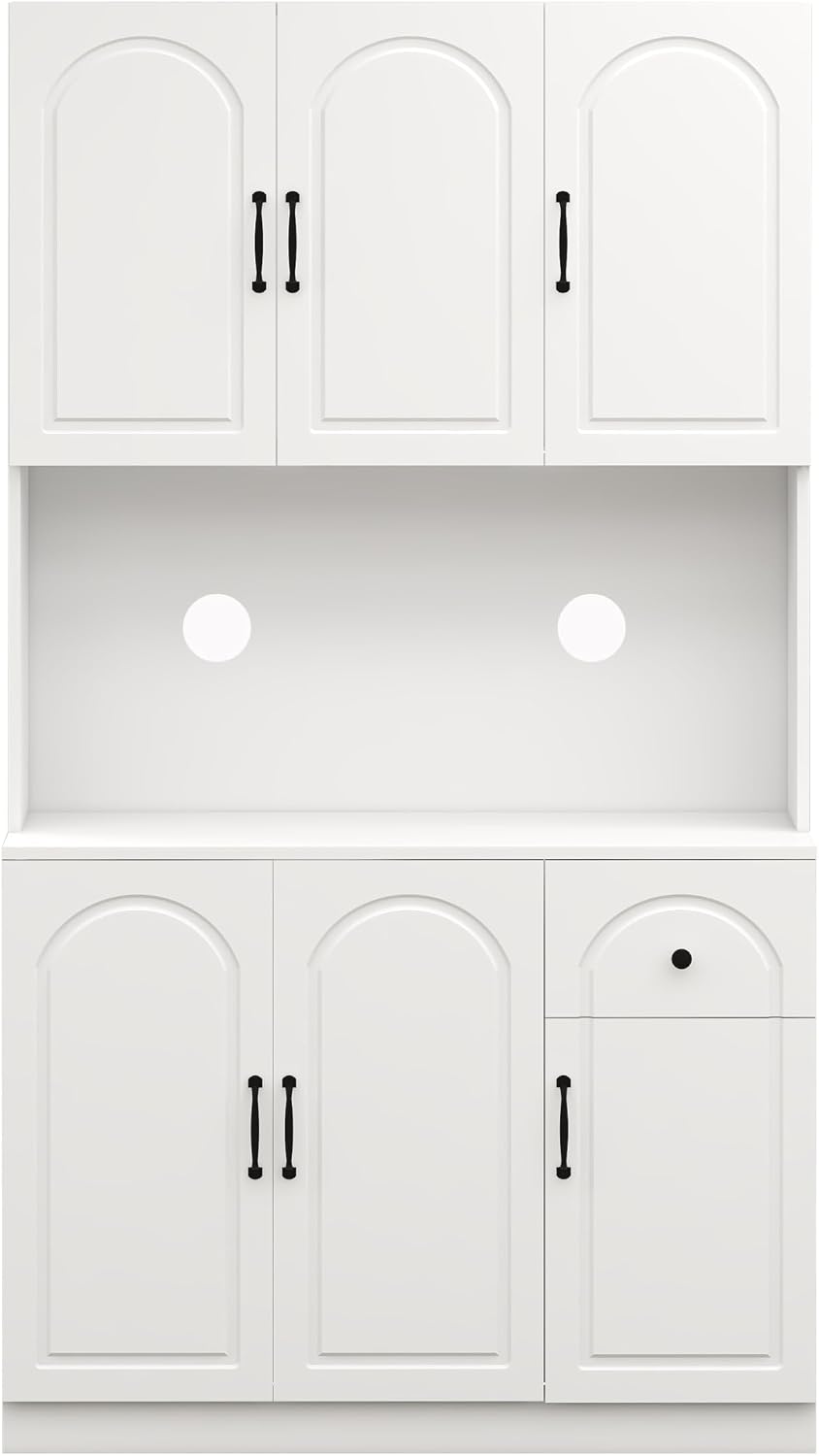 71" Pantry Cabinet,Freestanding Tall Cupboard Storage Cabinet with a Drawer,Tall Kitchen Pantry Storage Cabinet with Microwave Stand for Living Room, Dining Room,White