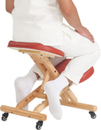 Massage Ergonomic Kneeling Chair, Adjustable Height Posture Stool for Home and Office - Neck and Back Pain Relieving | Spine Tension Relief- Thick Comfortable Cushions (Cinnamon)