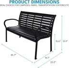 45.7in. Patio Bench Black Steel