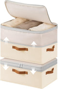 Homsorout Large Closet Storage Bins - Compression Organizer Bins, Stackable Closet Organizer, Expandable Under Bed Storage Containers for Clothes, Towels, Sheet, 2 Pack, Beige