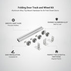 Aluminum Alloy Bi-Fold Door Track and Wheel Kit, Top Mount Hardware for Closet Doors and Room Dividers, Silver Finish