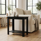Furnifact Chairside End Table, Black Finish, Lower Shelf, MDF Material, Quick Easy Setup, Complement Any Existing Furnishings