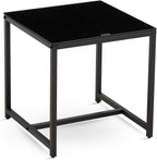 Modern Glass Side Table with Metal Legs - Multipurpose Small Tea Table for Living Room, Bedroom, Office, Outdoor Use - Waterproof & Durable Tempered Glass Top
