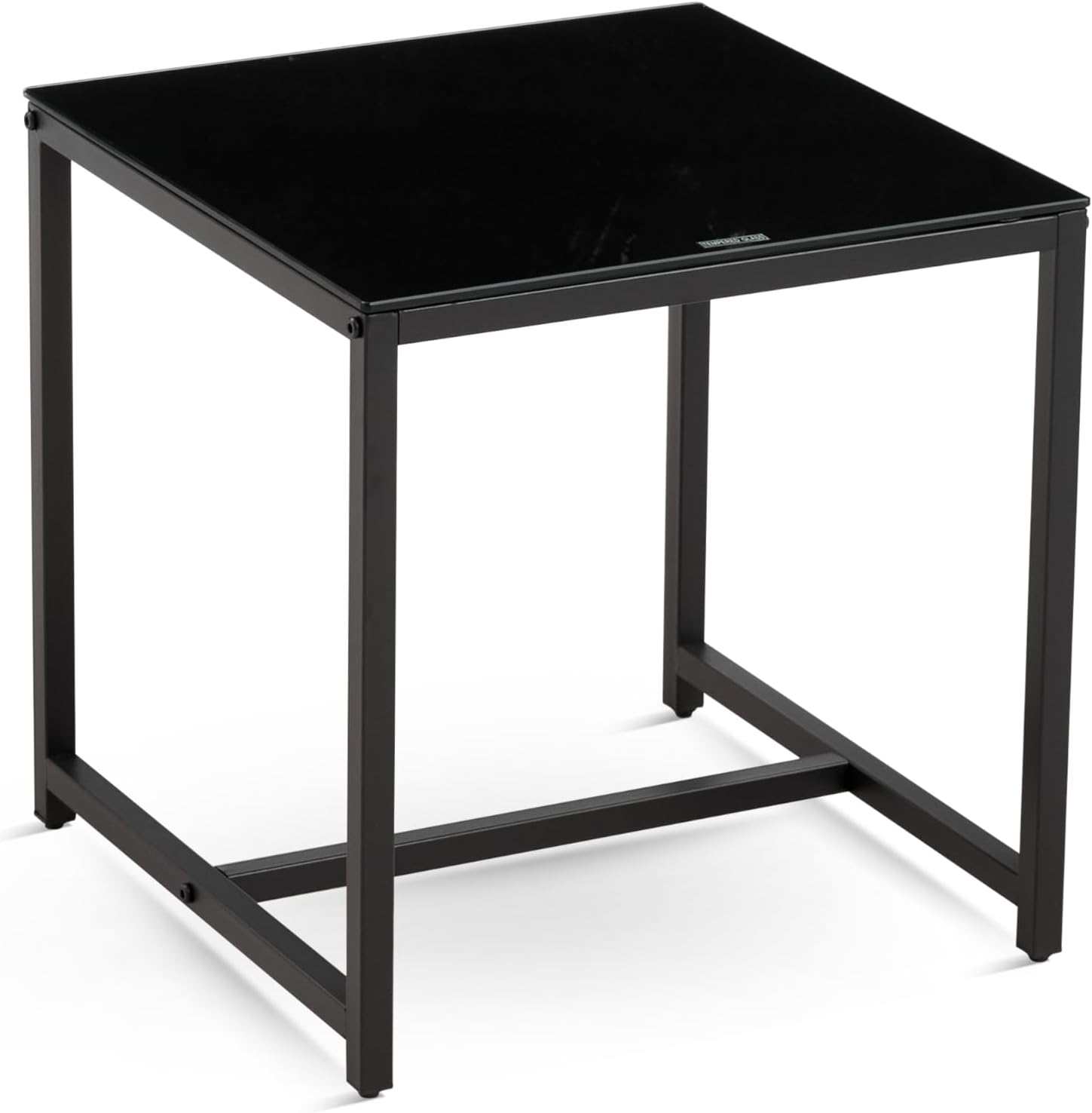 Modern Glass Side Table with Metal Legs - Multipurpose Small Tea Table for Living Room, Bedroom, Office, Outdoor Use - Waterproof & Durable Tempered Glass Top