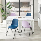 Blue Stackable Plastic Chair with Metal Leg, Quick Assembly Waiting Room Chairs, 300lb Capacity Commercial Event Reception Chair, Indoor and Outdoor Restaurants School Classroom, Set of 4