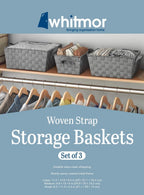 Whitmor Woven Strap Storage Baskets S/3-Gray (Pack of 2)