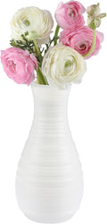 White Plastic Flower Vase, Ceramic-Look Decorative Vase for Flowers, Small and Cute for Home Living Room Dining Wedding Bouquet Decor (8 inches)